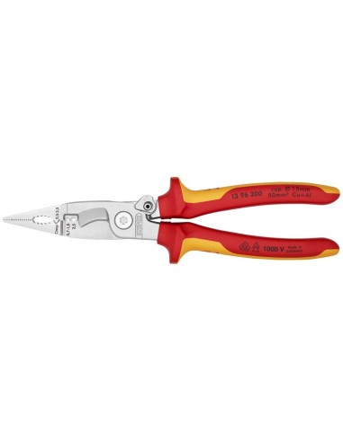Alicate para instalaciones eléctricas aislados con fundas multicomponentes, según norma VDE cromado 200 mm KNIPEX 13 96 200
