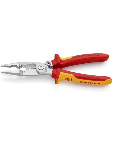 Alicate para instalaciones eléctricas aislados con fundas multicomponentes, según norma VDE cromado 200 mm KNIPEX 13 96 200