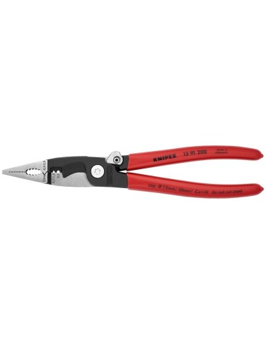 Alicate para instalaciones eléctricas recubiertos de plástico negro atramentado 200 mm KNIPEX 13 91 200