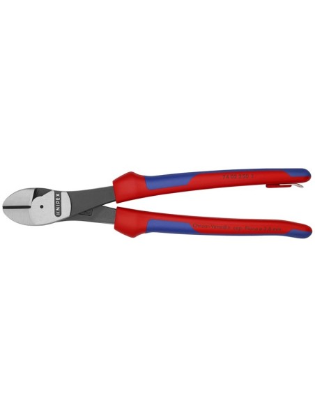 Alicates de corte diagonal de fuerza con fundas multicomponentes, con anilla de fijación integrada para colocar un dispositivo