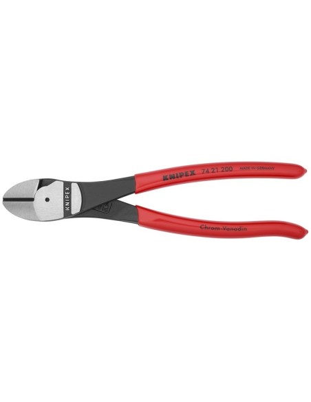 Alicates de corte diagonal de fuerza recubiertos de plástico negro atramentado 200 mm KNIPEX 74 21 200