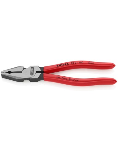 Alicate universal de fuerza recubiertos de plástico negro atramentado 200 mm (cartulina autoservicio/blíster) KNIPEX 02 01 200