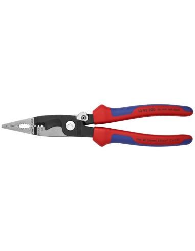 Alicate para instalaciones eléctricas con fundas multicomponentes negro atramentado 200 mm KNIPEX 13 92 200