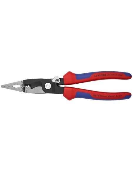 Alicate para instalaciones eléctricas con fundas multicomponentes negro atramentado 200 mm KNIPEX 13 92 200