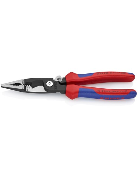 Alicate para instalaciones eléctricas con fundas multicomponentes negro atramentado 200 mm KNIPEX 13 92 200