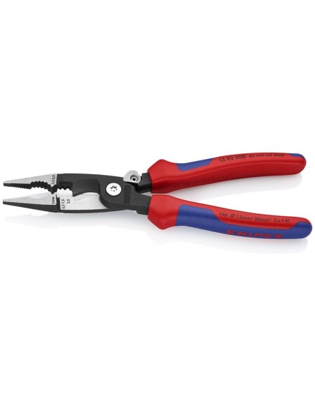 Alicate para instalaciones eléctricas con fundas multicomponentes negro atramentado 200 mm KNIPEX 13 92 200