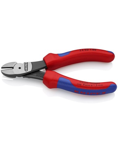 Alicates de corte diagonal de fuerza con fundas multicomponentes negro atramentado 140 mm (cartulina autoservicio/blíster) KNIP