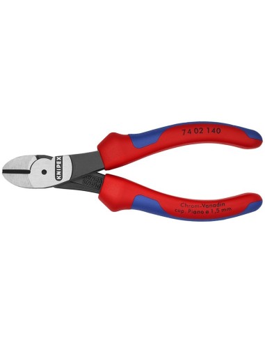 Alicates de corte diagonal de fuerza con fundas multicomponentes negro atramentado 140 mm (cartulina autoservicio/blíster) KNIP