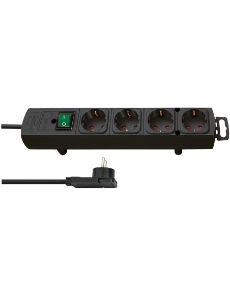 Base de tomas múltiples Comfort-Line Plus negra con clavija plana