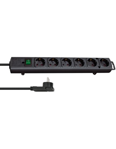 Base de tomas múltiples Comfort-Line Plus negra con clavija plana