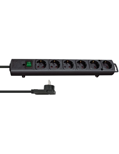 Base de tomas múltiples Comfort-Line Plus negra con clavija plana