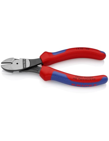 Alicates de corte diagonal de fuerza con fundas multicomponentes negro atramentado 160 mm (cartulina autoservicio/blíster) KNIP