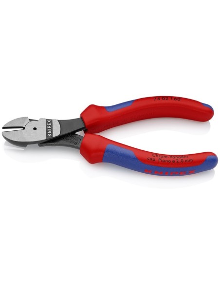 Alicates de corte diagonal de fuerza con fundas multicomponentes negro atramentado 160 mm (cartulina autoservicio/blíster) KNIP
