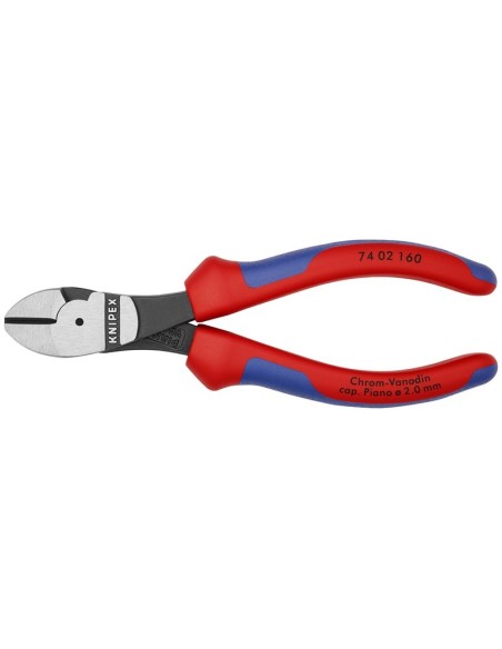 Alicates de corte diagonal de fuerza con fundas multicomponentes negro atramentado 160 mm (cartulina autoservicio/blíster) KNIP