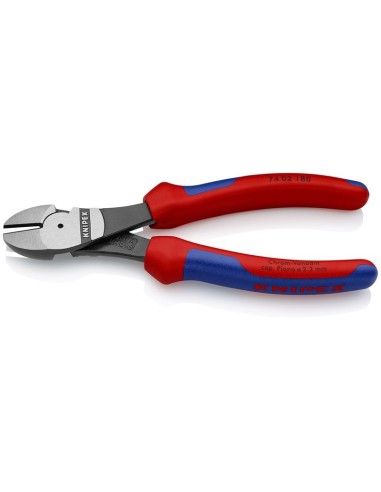 Alicates de corte diagonal de fuerza con fundas multicomponentes negro atramentado 180 mm (cartulina autoservicio/blíster) KNIP