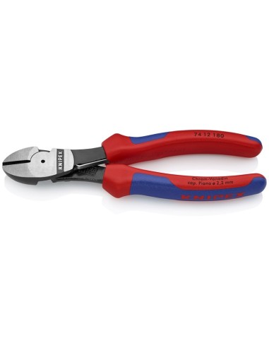 Alicates de corte diagonal de fuerza con fundas multicomponentes negro atramentado 180 mm KNIPEX 74 12 180