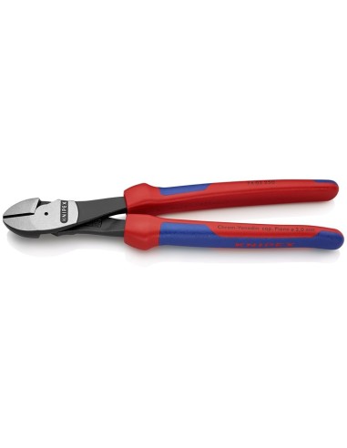Alicates de corte diagonal de fuerza con fundas multicomponentes negro atramentado 250 mm (cartulina autoservicio/blíster) KNIP