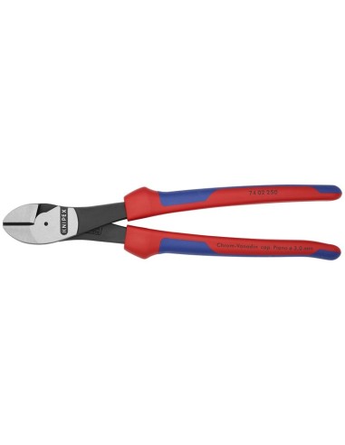 Alicates de corte diagonal de fuerza con fundas multicomponentes negro atramentado 250 mm (cartulina autoservicio/blíster) KNIP