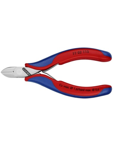 Alicates de corte diagonal para electrónica con fundas multicomponentes 115 mm (cartulina autoservicio/blíster) KNIPEX 77 02 11