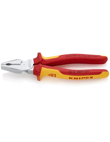 Alicate universal de fuerza aislados con fundas multicomponentes, según norma VDE cromado 200 mm KNIPEX 02 06 200