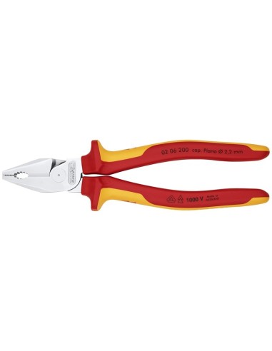Alicate universal de fuerza aislados con fundas multicomponentes, según norma VDE cromado 200 mm KNIPEX 02 06 200
