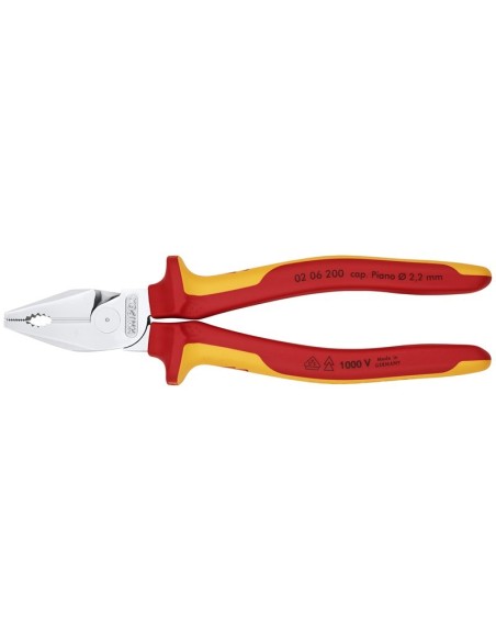 Alicate universal de fuerza aislados con fundas multicomponentes, según norma VDE cromado 200 mm KNIPEX 02 06 200