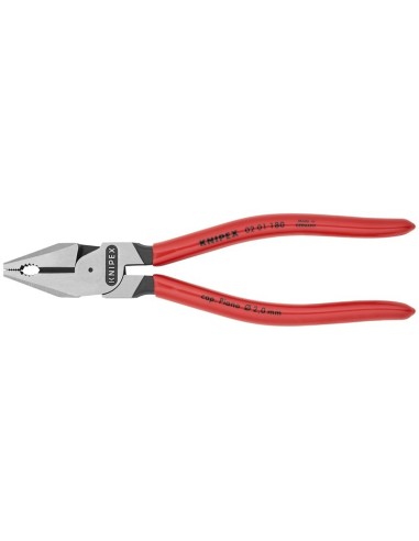 Alicate universal de fuerza recubiertos de plástico negro atramentado 180 mm (cartulina autoservicio/blíster) KNIPEX 02 01 180