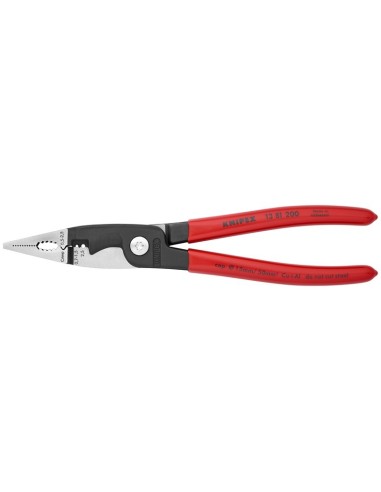 Alicate para instalaciones eléctricas recubiertos de plástico negro atramentado 200 mm (cartulina autoservicio/blíster) KNIPEX