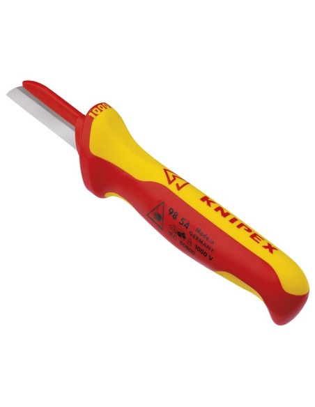 Cuchillo para cable mango aislante en dos componentes, según norma VDE 190 mm (cartulina autoservicio/blíster) KNIPEX 98 54 SB