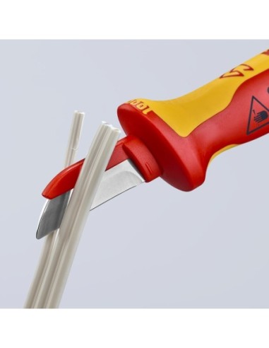 Cuchillo para cable mango aislante en dos componentes, según norma VDE 190 mm (cartulina autoservicio/blíster) KNIPEX 98 54 SB