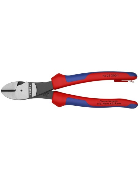 Alicates de corte diagonal de fuerza con fundas multicomponentes, con anilla de fijación integrada para colocar un dispositivo