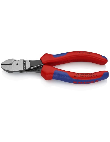 Alicates de corte diagonal de fuerza con fundas multicomponentes negro atramentado 160 mm (cartulina autoservicio/blíster) KNIP
