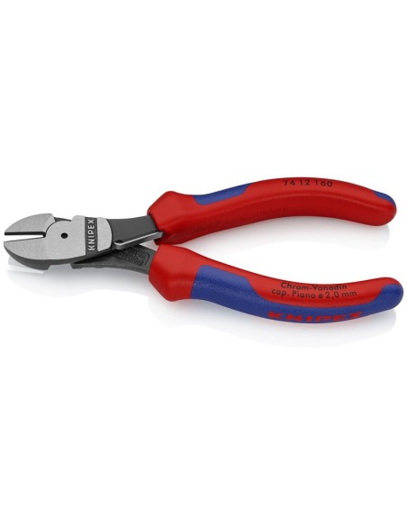 Alicates de corte diagonal de fuerza con fundas multicomponentes negro atramentado 160 mm (cartulina autoservicio/blíster) KNIP