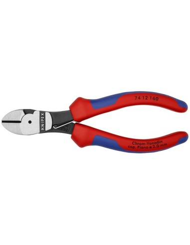 Alicates de corte diagonal de fuerza con fundas multicomponentes negro atramentado 160 mm (cartulina autoservicio/blíster) KNIP