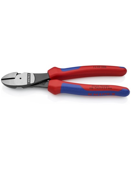 Alicates de corte diagonal de fuerza con fundas multicomponentes negro atramentado 200 mm (cartulina autoservicio/blíster) KNIP
