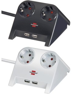 Base de tomas múltiples de sobremesa con 2 tomas y 2 puertos USB