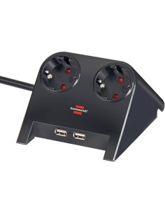 Base de tomas múltiples de sobremesa con 2 tomas y 2 puertos USB 2