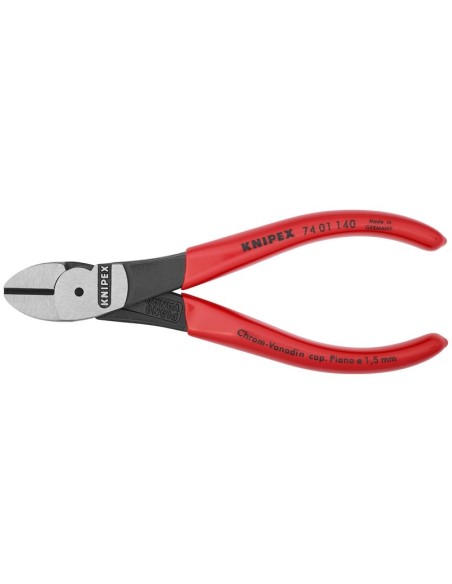 Alicates de corte diagonal de fuerza recubiertos de plástico negro atramentado 140 mm (cartulina autoservicio/blíster) KNIPEX 7