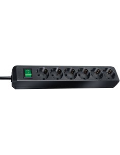 Base de tomas múltiples Eco-Line negra con interruptor