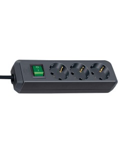 Base de tomas múltiples Eco-Line negra con interruptor 2
