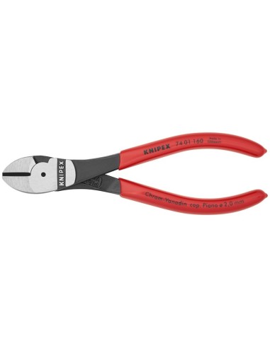 Alicates de corte diagonal de fuerza recubiertos de plástico negro atramentado 160 mm (cartulina autoservicio/blíster) KNIPEX 7