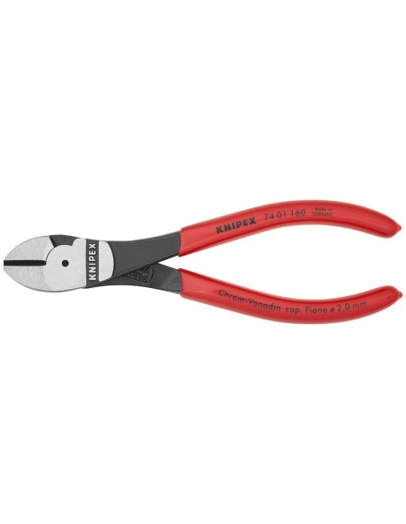 Alicates de corte diagonal de fuerza recubiertos de plástico negro atramentado 160 mm (cartulina autoservicio/blíster) KNIPEX 7