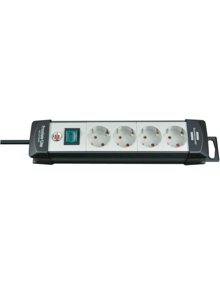 Base de tomas múltiples Premium-Line gris claro/ negra con varias posibilidad de instalación y fijación