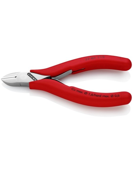 Alicates de corte diagonal para electrónica recubiertos de plástico 115 mm (cartulina autoservicio/blíster) KNIPEX 77 01 115 SB
