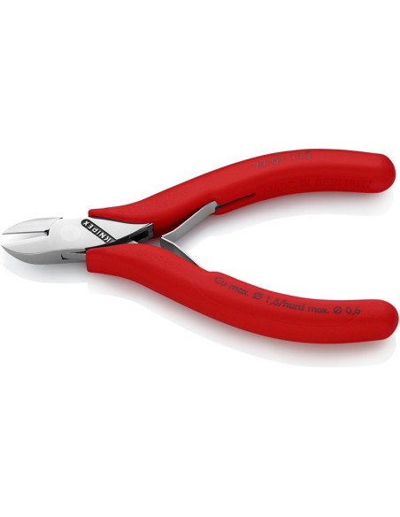 Alicates de corte diagonal para electrónica recubiertos de plástico 115 mm (cartulina autoservicio/blíster) KNIPEX 77 01 115 SB