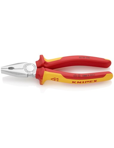 Alicate universal aislados con fundas multicomponentes, según norma VDE cromado 200 mm (cartulina autoservicio/blíster) KNIPEX