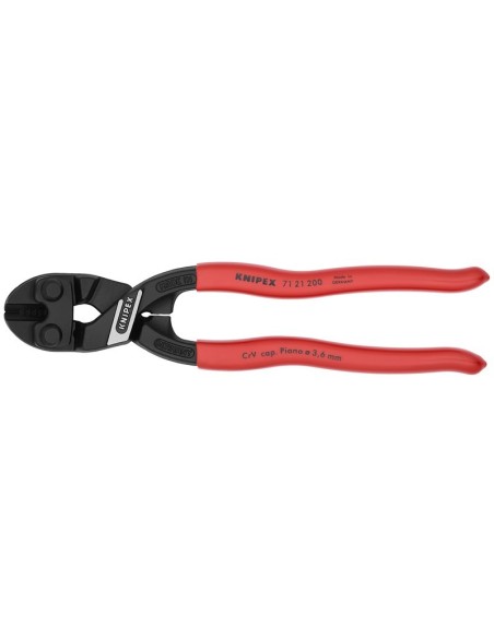 CoBolt Cortabulones compacto recubiertos de plástico negro atramentado 200 mm (cartulina autoservicio/blíster) KNIPEX 71 21 20
