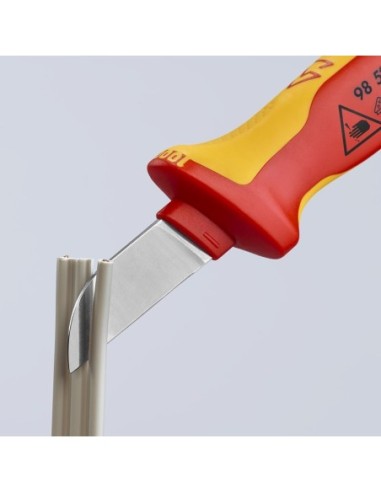 Cuchillo para cable mango aislante en dos componentes, según norma VDE 190 mm (cartulina autoservicio/blíster) KNIPEX 98 52 SB