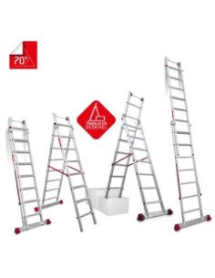 EN1400 | Escalera multiuso de 2 tramos con peldaños cómodos