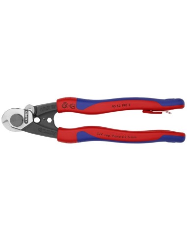 Cortacables para cable trenzado forjado con fundas multicomponentes, con anilla de fijación integrada para colocar un dispositi